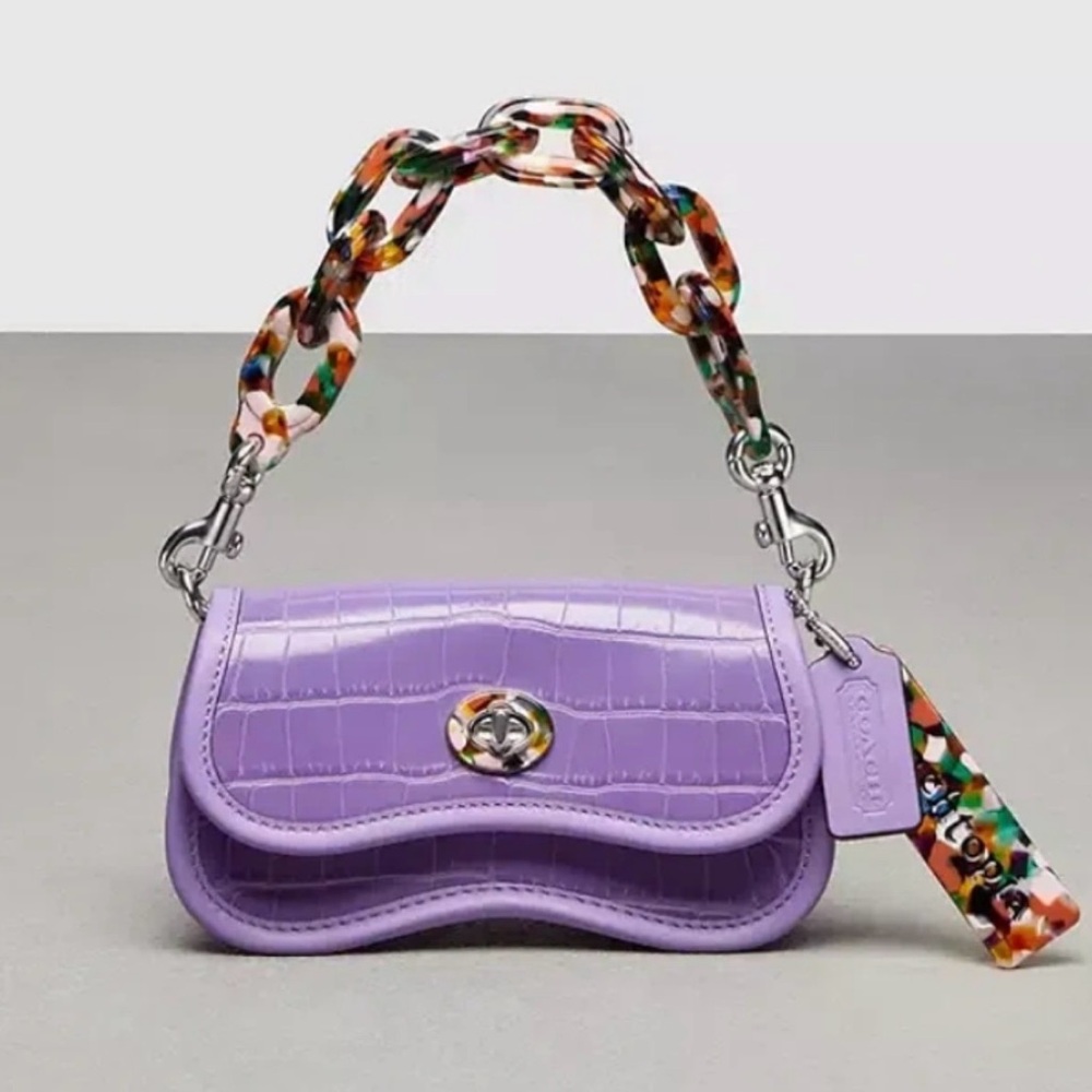 NWOT Coach Mini Wavy Dinky Bag In Crinkle Patent Coachtopia Leather - Picture 8 of 9